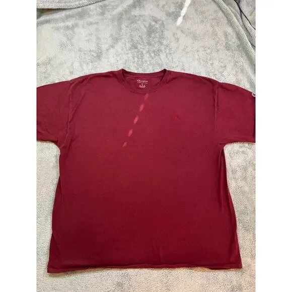 Champion Burgundy Embroidered C Logo T-Shirt Men’s 2XL Short Sleeve Crewneck Tee - Picture 2 of 9